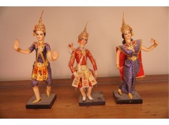 Trio Of Thai Figurines 5 Inches Tall