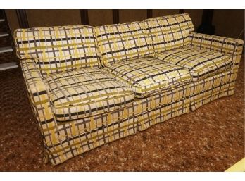 MCM Funky Colored Yellows, Blacks, Browns  And Beige Sofa  73 X 32 X 28