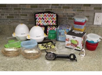 Kitchen Accessories Including Egg Pod, Swiss Pull Chop, Storage Containers & More