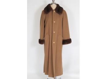 Wool Coat With Mink Fur Trim Size 8
