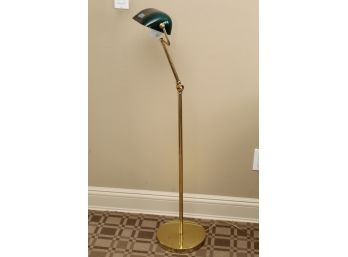 Brass Floor Lamp With Green Banker Shade 10 X 46