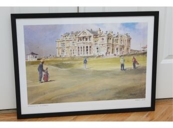 'Hesitation At St Andrews' Robert Wade Signed Golf Print 28 X 20 1/2