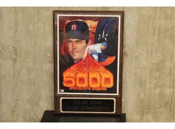 Nolan Ryan 5000 Strikes Wall Plaque Signed By Artist Ron Lewis 13 X 20