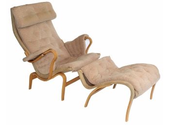 Bruno Mathsson Signed By Dux 'Pernilla' Easy Chair With Ottoman Paid $4400