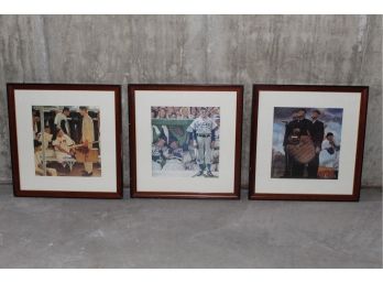 Trio Of Norman Rockwell Baseball Prints 18 1/2 X 18 1/2