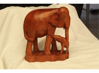 Vintage Wooden Elephant Figurine (Missing Tusk)