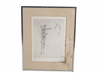 Salvador Dali Grim Reaper Pencil Drawing Signed And Numbered (SEE DETAILS) 16 X 20 1/2