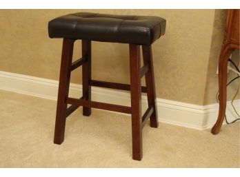 Brown Leather Stool 18 X 11 X 23 1/2