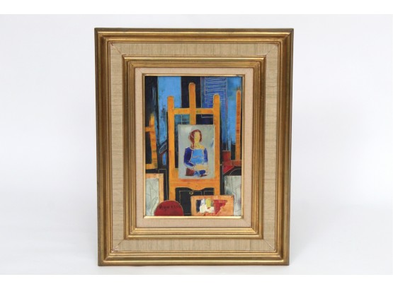 Tony Agostini (1916 - 1990)  'Studio' Original Oil Painting Framed 13.5 X 17.5