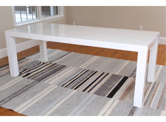 Large Modern White Lacquer Dining Table 87 X 36 X 30.5