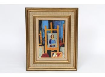 Tony Agostini (1916 - 1990)  'Studio' Original Oil Painting Framed 13.5 X 17.5