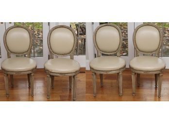Set Of 4 Nailhead Trim Dining Chairs 19 X 18 X 38 (See Details)