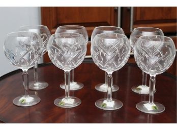 Set Of 8 Waterford Crystal Lucerne Balloon Wine Glasses