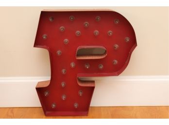 Tin Letter 'P' Light Up Wall Sign - Tested & Working 24 X 24