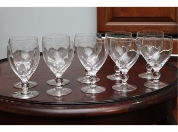 Set Of 10 Orrefors Crystal Wine Glasses 5' Tall