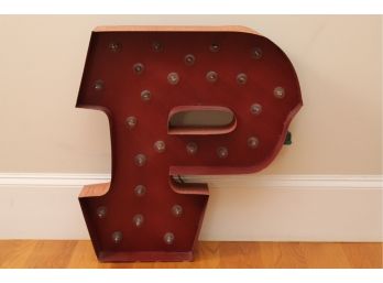Tin Letter 'P' Light Up Wall Sign Tested & Working 24 X 24