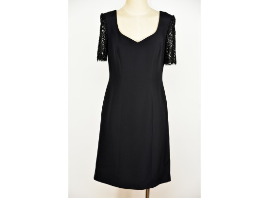 Escada Margaretha Ley Short Lacey Sleeve Black Dress - Size 36 (GCC15)