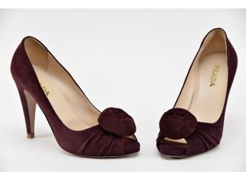 Prada Suede Open Toe Shoes - Size 37 (GCS30) (box Does Not Match Shoes)
