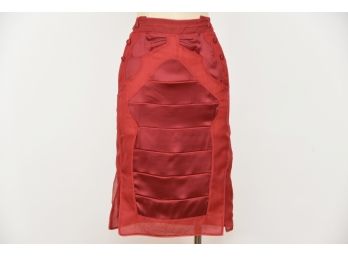 YSL Yves Saint Laurent Red Silk Skirt F36 (GCC32)