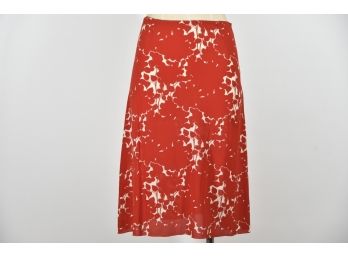 Prada Red Floral Silk Skirt - Size 42 (GCC45)