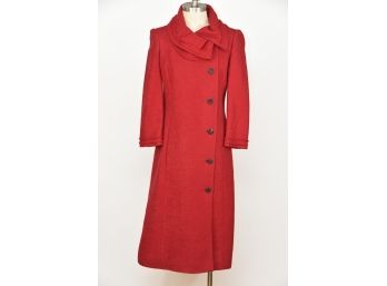 Carolina Herrera Red Wool Coat - Size 6 (GCC21)