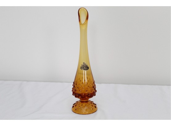 Amber Fenton Glass Bud Vase