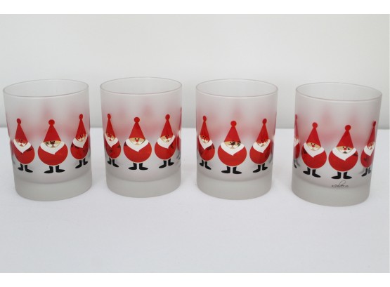Set Of 4 Culver Santa Frosted Drinking Glasses -31