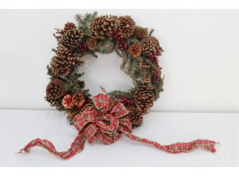 Pinecone Wreath With Ribbon -16