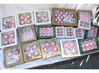Huge Assortment Of Pink Christmas Ornaments