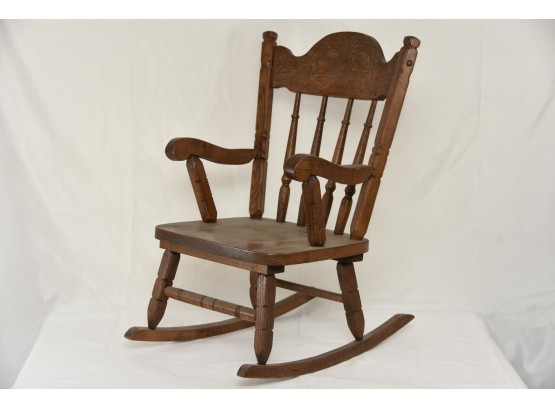 Old Oak Wooden Childrens Size Rocking Chair