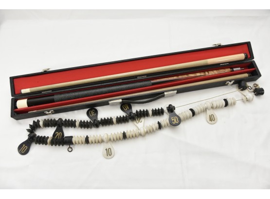 Pool Cue And Vintage Score Beads