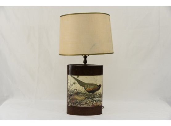 Vintage Pheasant Lamp With Shade (missing Finial)