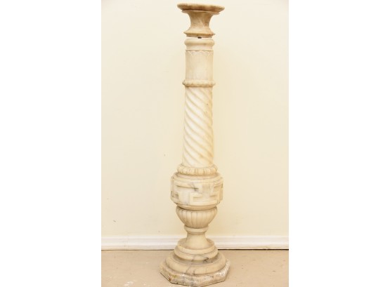 Antique Marble Pedestal With Intricate Veining