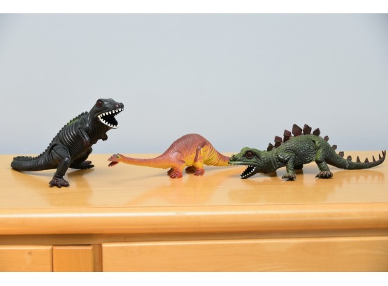 Pair Of Fun Rubber Dinosaur Figurines