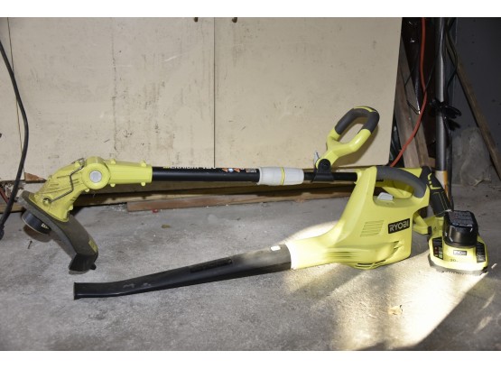 Ryobi Electric Blower And Weed Wacker With Battery And Charger