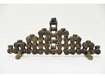 Metal Sculpture Chain Menorah
