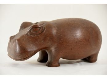 Hand Carved Wooden Hippo