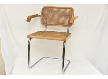 Italian Marcel Breuer For Cidue Mid-Century Modern Tubular Brass Cane Side Chair