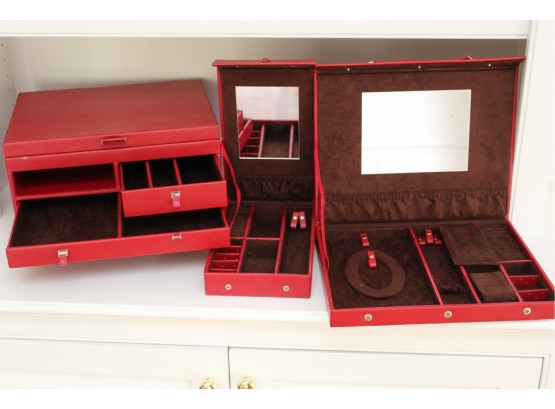 LusterLoc Red Leather Jewelry Box 14 X 11 X 8