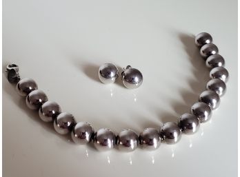 Tiffany Sterling Silver Ball Bracelet And Earrings 22g ( Jewelry Lot 13)
