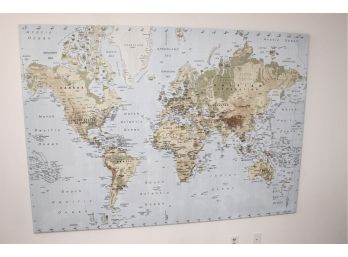 Large World Map Printed On Canvas 79 X 55