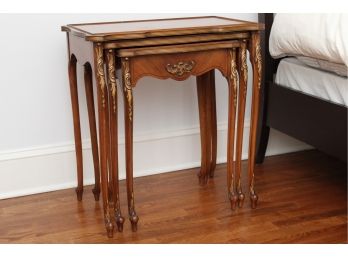 Trio Of Inlay Nesting Tables 24 X 15 X 26