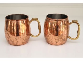Pair Of Copper Drinking Mugs