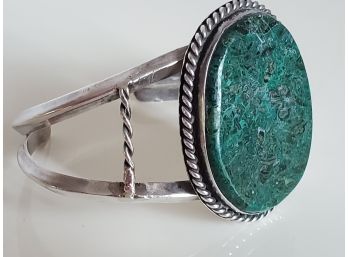 Custom Made Sterling Silver And Turquoise Bracelet 42g (jewelry Lot 2)