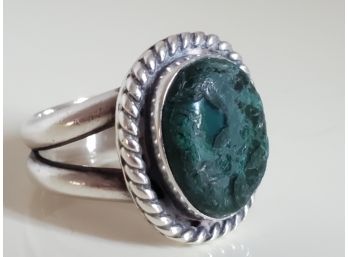Custom Made Sterling Silver And Turquoise Ring 10g (Jewelry Lot 3)