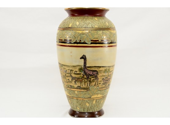 Large Hand Painted Asian Safari Animal Vase