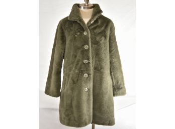 Rino & Pelle Faux Fur Olive 'Nonna' Coat NWT Size 38