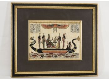 Egyptian Painted Cloth Art Framed 18 X 13.5