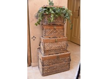 Stacked Basket Lot With Ivy Decor