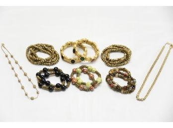 Gold Toned Bracelets And Necklaces - Lot 8